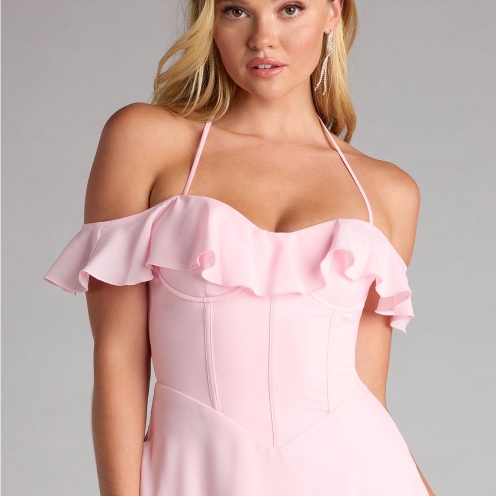 Pink Off-Shoulder Dress - Picture 4 of 8